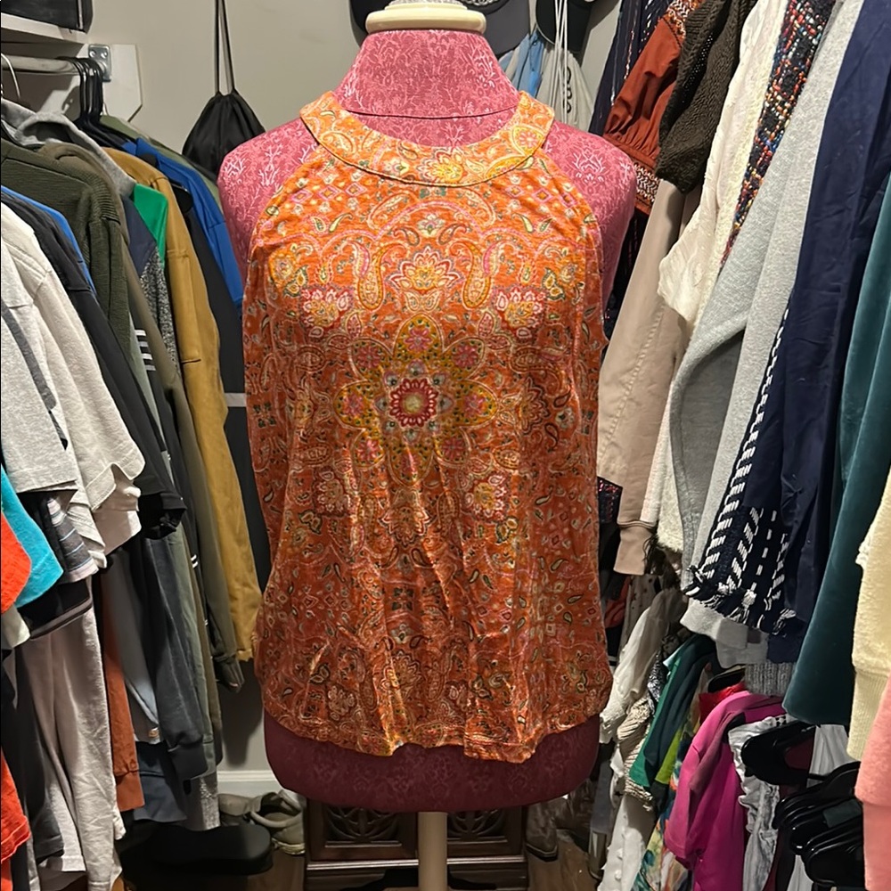 NWT Joie Orange Paisley Women's Top Sz Medium